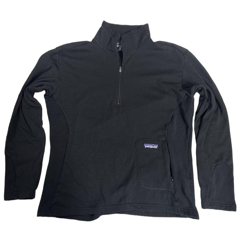 '00 PATAGONIA women's black R1 fleece baselayer pullover, M.